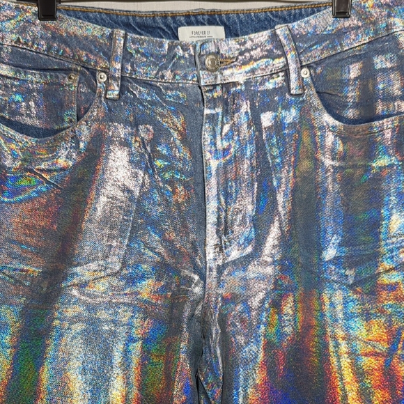 Forever 21 Y2K‎ Style High Rise Wide Leg Metallic Women's Jeans Size 31 - Picture 1 of 8